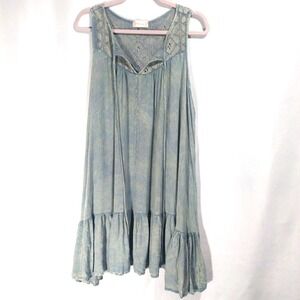 Altarid State Womens Large Boho Dress Flowy Comfortable Green Sleeveless Tie